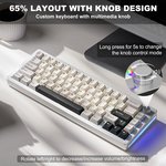  YUNZII AL66 Wireless Mechanical Keyboard,65% Knob Control Aluminum Gaming Keyboard Bluetooth/2.4G/Wired Hot Swappable Pre-lubed Switches, Gasket Mounted RGB...