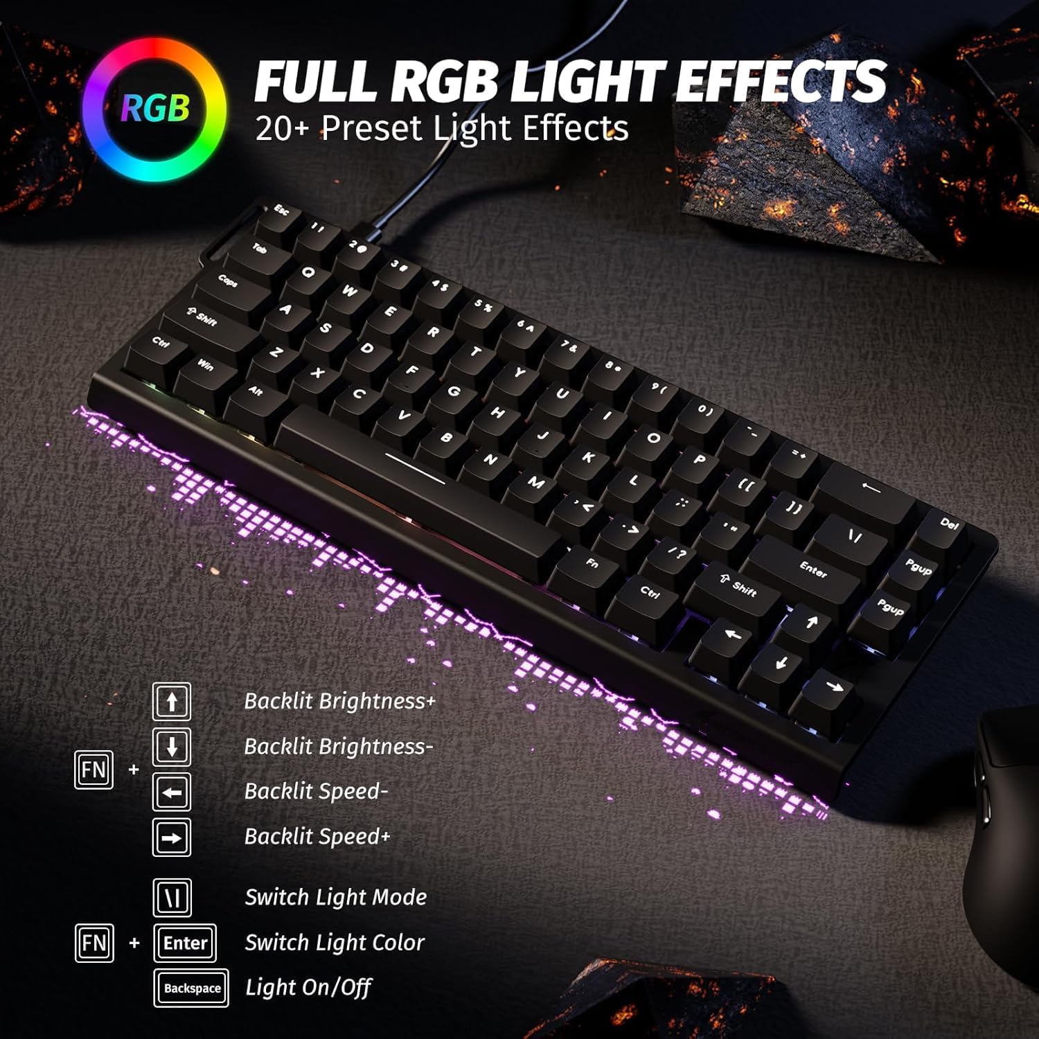  ATTACK SHARK X68 HE Rapid Trigger Mechanical Gaming Keyboard 60% Wired TKL with Adjustable Actuation,Hall Effect Magnetic Switch,8KHz Polling Rate,RGB...
