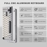  YUNZII AL71 68% Mechanical Keyboard, Full Aluminum CNC, Hot Swappable Gasket, 2.4GHz Wireless BT5.0/USB-C Wired Gaming Keyboard,NKRO Programmable RGB...