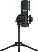 Streamplify Mic Tripod RGB Microphone With Tripod, 2 Audio Playback Modes, Quick Mute Functions, RGB Lighting, Pop Filter, Cardioid Pickup Pattern, Plug & Play, Black | MIC-48-RGB-TP-BK