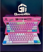GamerTek GK60 Mini Pro Mechanical Gaming Keyboard, 61 Keys ANSI, English + Arabic Dual Layout, NKRO Full Anti Ghosting, RGB With 18 Effects, Detachable Cable, Cotton Candy Pink | GK60 Mini Pro