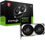 MSI GeForce RTX 4070 Ventus 2X 12G OC Graphics Card, 12GB GDDR6X 192-Bit Memory, 2505MHz Boost Clock, 5888 CUDA Cores, 21Gbps Memory Speed, PCIe Gen 4, 3x DP / HDMI, White | 912-V513-403