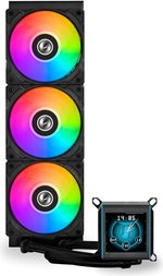 Lian Li Galahad II LCD 360 AIO RGB CPU Liquid Cooler, 2.88â€ IPS LCD Screen, Asetek 8th Gen 3600 RPM Pump, 120mm FDB Fans, Up to 2450 RPM Fan Speed, 79.9 CFM Airflow, Black | G89.GA2ALCD36B.00