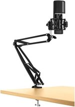 Streamplify Mic Arm RGB Microphone With Mounting Arm, 2 Audio Playback Modes, Quick Mute Functions, RGB Lighting, Pop Filter, Cardioid Pickup Pattern, Plug & Play, Black | MIC-48-RGB-MA-BK