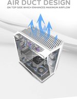 DarkFlash DY470 ATX Computer Case, 7x Pre-Installed aRGB Fans, 360mm Radiators, Up to 10x 120mm Fan Support, Cable Management Panel, 330Â° Immersive Panoramic View, 3 Glass Panels, Ice White | DY470