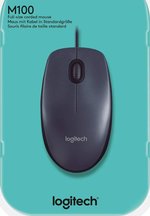 Logitech M100 Wired USB Mouse, Smooth Cursor Control, No Software Set Up, Gray - Black | 910-005003