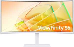 SAMSUNG S65TC ViewFinity S6 Monitor, 34" VA UWQHD Display, 100Hz Refresh Rate, 5ms Response Time, 1000R Curvature, Built-In Speaker, KVM Switch, FreeSync Technology, White | LS34C650TAMXUE