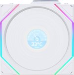 Lian-Li UNI FAN TL120 LCD Wireless Case Fan, 120mm Fan Size, 1900 RPM Fan Speed, 62 CFM Fan Airflow, Fluid Dynamic Bearing Type, PBT & PA66 Material, Pack of 3, White | 12TLLCD1W3W