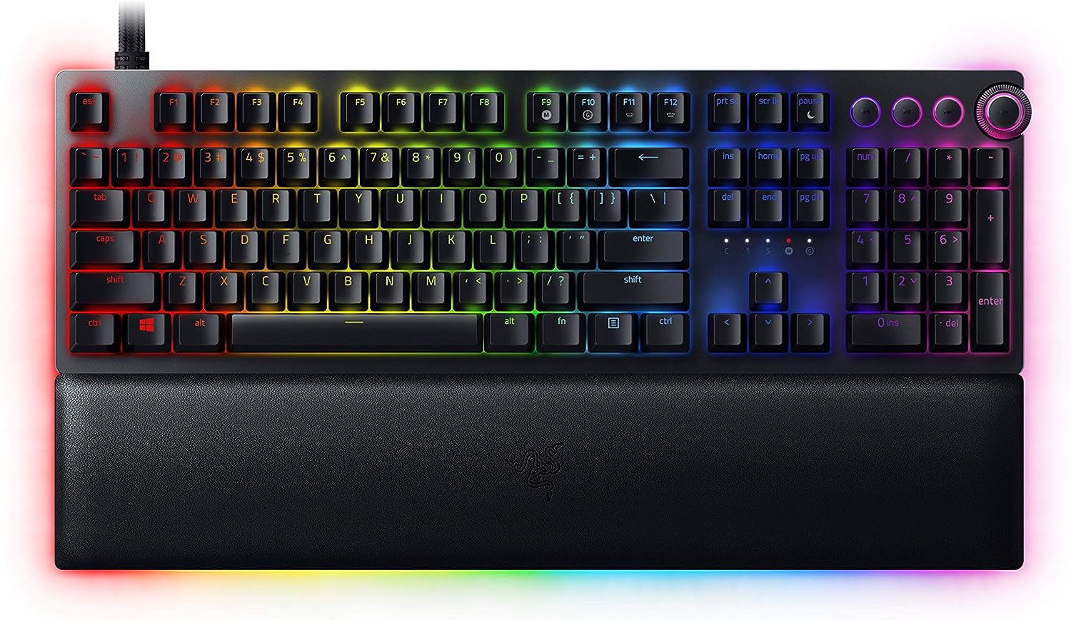  Razer Huntsman V2 Analog Gaming Keyboard: Razer Analog Optical Switches - Chroma RGB Lighting - Magnetic Plush Wrist Rest - Dedicated Media Keys & Dial