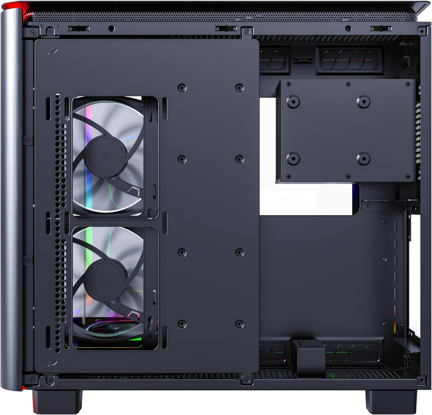 MONTECH, KING 95 PRO Dual-Chamber ATX Mid-Tower PC Gaming Case, High-Airflow, Toolless Panels, Sturdy Curved Tempered Glass Front, Six ARGB PWM Fan Pre-installed with Fan Hub, Black