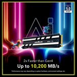  Addlink G55H 1TB PCIe Gen5 NVMe M.2 SSD with Heatsink - Up to 10,200 MB/s - Game Ready - Internal Solid State Drive - Compatible with PCs and PS5 (ad1TBG55HM2P)