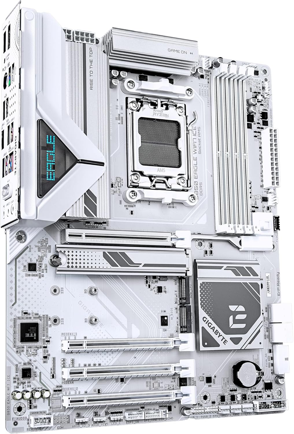  Gigabyte B850 EAGLE WIFI7 ICE Motherboard - AMD Ryzen 9000 Series CPUs, 8+2+2 Phases Digital VRM, Up to 8200MHz DDR5 (OC), 1xPCIe 5.0 + 2xPCIe 4.0 M.2, WIFI.