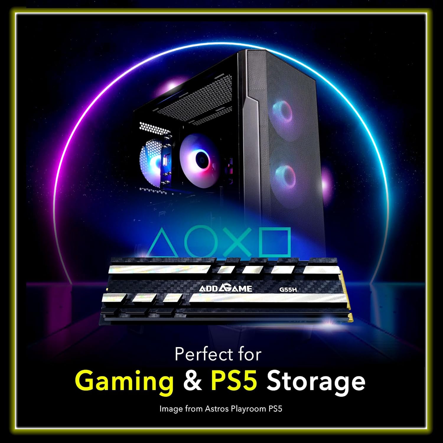 Addlink G55H 2TB PCIe Gen5 NVMe M.2 SSD with Heatsink - Up to 10,300MB/s - Game Ready - Internal Solid State Drive - Compatible with PCs and PS5 (ad2TBG55HM2P)