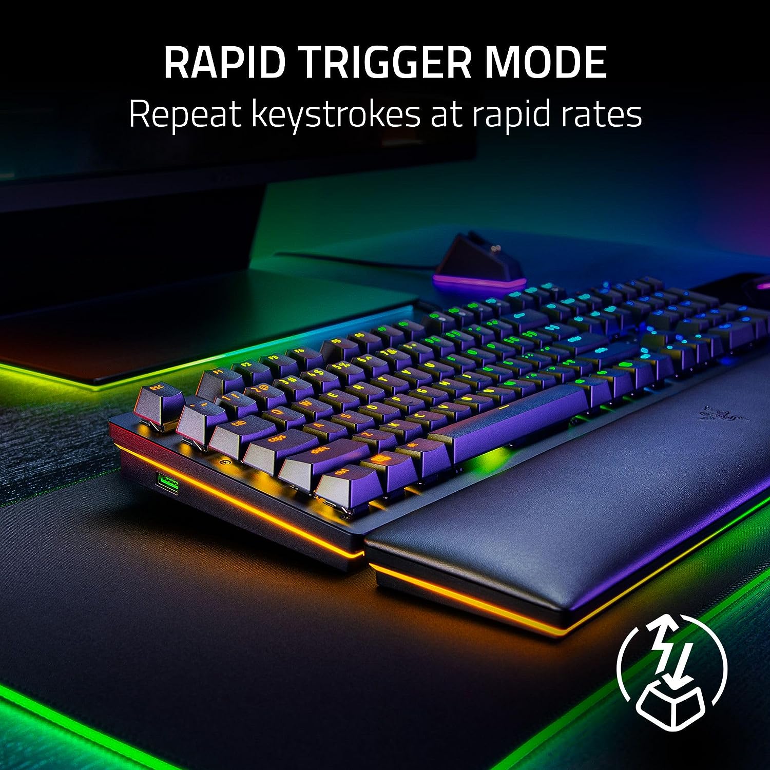  Razer Huntsman V2 Analog Gaming Keyboard: Razer Analog Optical Switches - Chroma RGB Lighting - Magnetic Plush Wrist Rest - Dedicated Media Keys & Dial