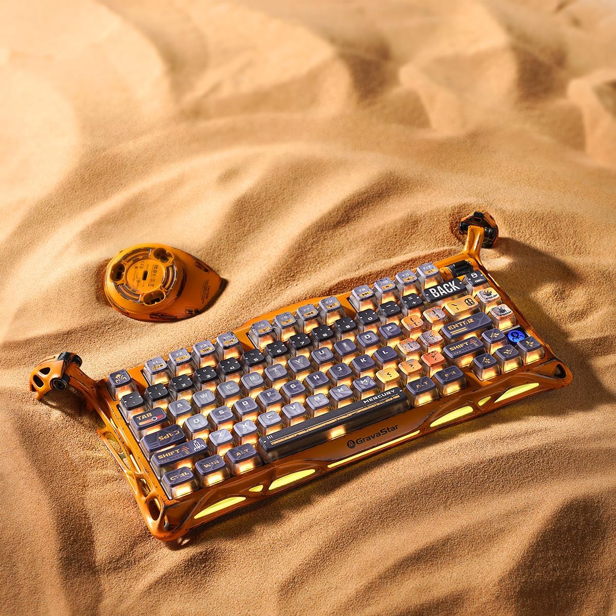  GravaStar Mercury K1 Pro Wireless Gaming Keyboard, Handcrafted Battle-Worn Mechanical Keyboard, Aluminum Alloy, 75% Layout Custom Keyboard, Designed for...