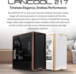 Lian Li LANCOOL 217 Genuine Walnut Wood Computer Case, Mid-Tower ATX PC Case with 5 Pre-Installed PWM Fans 2x170mm, 2x120mm & 1x140mm, Flexible PSU & Cable Installation - White (LAN217W)