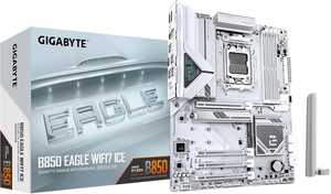  Gigabyte B850 EAGLE WIFI7 ICE Motherboard - AMD Ryzen 9000 Series CPUs, 8+2+2 Phases Digital VRM, Up to 8200MHz DDR5 (OC), 1xPCIe 5.0 + 2xPCIe 4.0 M.2, WIFI.