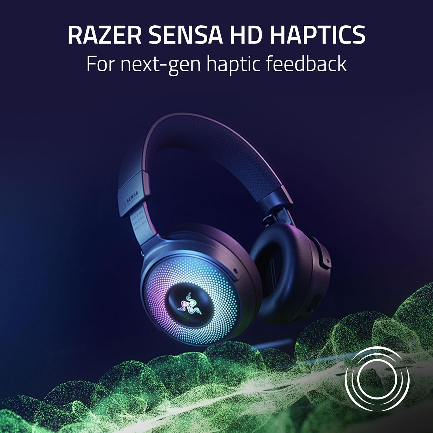 Razer Kraken V4 Pro Wireless Gaming Headset: OLED Control Hub - HD Haptics - 2.4GHz Wireless - Bluetooth - USB - 3.5 mm - Super Wideband Mic - For PC, Mac,