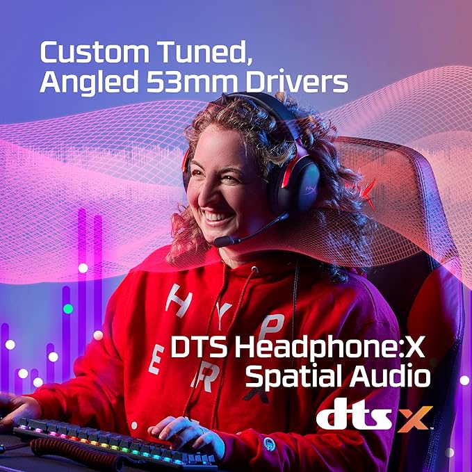  HyperX Cloud III Wired Gaming Headset, For PC / PS5 / PS4 / Xbox Series, Angled 53mm Drivers, Noise Cancelling, With LED Mic Mute Indicator, 10Hz-21kHz Frequency Response, Black/Red | 727A9AA