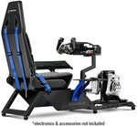 Next Level Racing Flight Simulator Boeing Commercial Edition, Dedicated Flight Cockpit, Wide Range of Adjustments, Faux Wool Seat Covering, Compatible with Flight Electronics, Black/Blue | NLR-S027