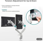 Skill Tech Dual Monitor Arm Stand Desk Mount Bracket with Height Adjustable Full Motion Double Arm Desktop Clamp Mount for 13"-32" LCD LED Screens VESA 75-100mm 1kg Up to 9kg | SH100-C024