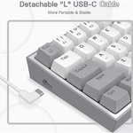 Redragon Fizz Pro RGB Mechanical Mode Gaming Keyboard, USB Interface, 61 Counting Keys, English, White Gray | K616-RGB