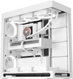 HAVN HS 420 E-ATX Mid Tower VGPU Edition Computer Case, Up To 420mm Radiators, 11x Fan Support, SGCC Sheet Metal, Tempered Glass, ABS, Zinc Alloy, NdFeB Magnets, White | HVN-CA-HS420-07