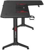 Gamax HY-R L-Shaped Gaming Table with Mousepad, Headphone Hook, Cup Holder, And Cable Management, 1.2mm Thick Steel, P2 Carbon Fiber Grain, 160x100x75cm Size | HY-R