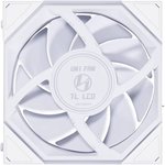Lian Li Uni Fan TL 120 Case Fan, 1.6â€ LCD, 120mm Fan Size, 1900 RPM Fan Speed, 62 CFM Airflow, PA66 / PBT Materials, Fluid Dynamic Bearing, Single Pack, White | G99.12TLLCD1W.00