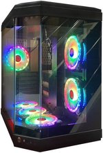 WJCOOLMAN Y40 - 6F ATX Mid Tower Gaming PC Case, Tempered Glass Pannels, Up to 360mm Radiators Support, 6x Pre Installed UNI Fans, â€œ3.5â€HDD *2. â€œ2.5â€ SDD*2, USB 3.0/Type-C, Black | 6974215270050