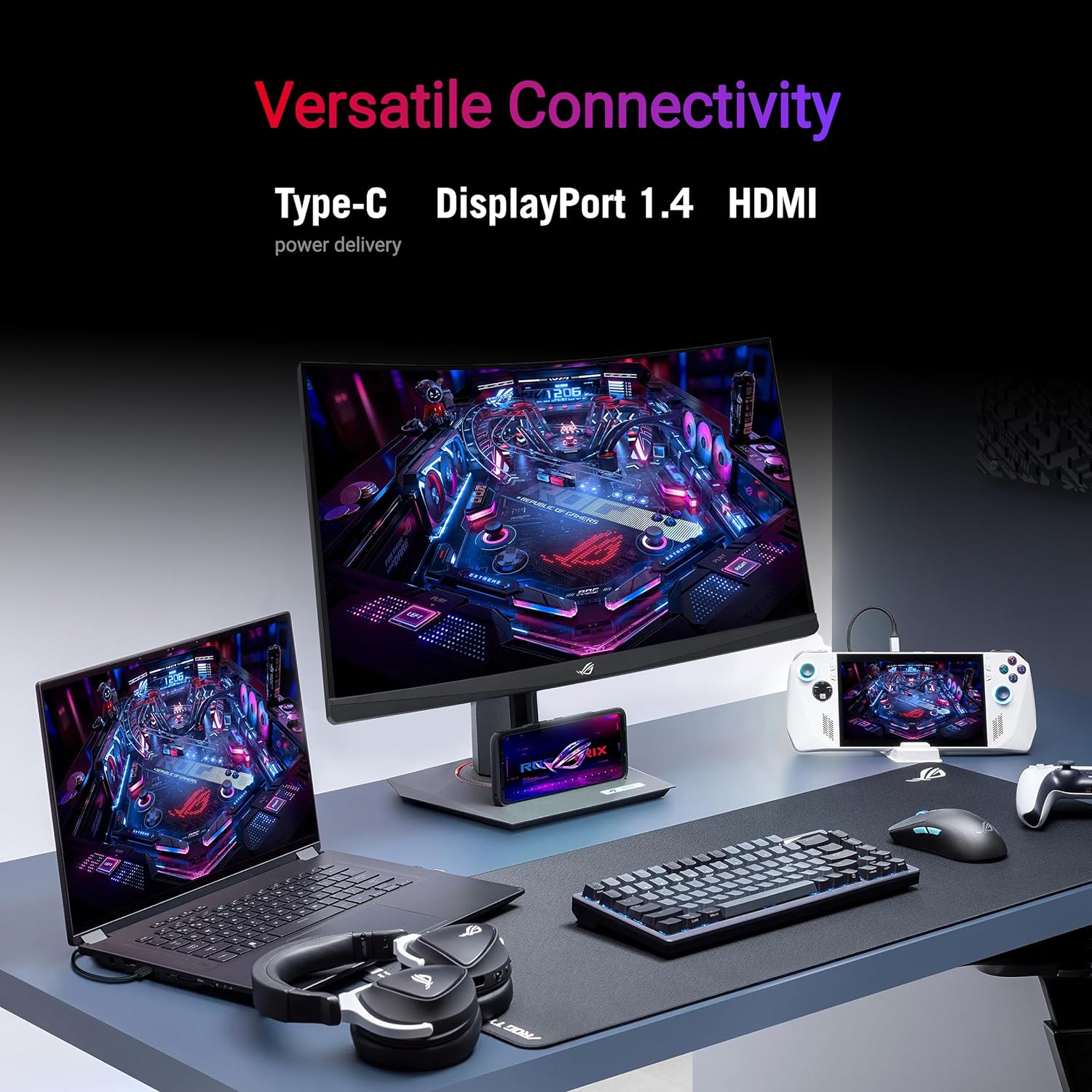  ASUS ROG Strix 32â€ 1440P USB-C Curved HDR Gaming Monitor (XG32WCS) - QHD, 180Hz, 1ms, Fast VA, Extreme Low Motion Blur Sync, FreeSync, DisplayWidget, Tripod...