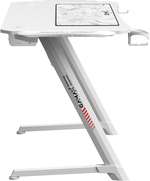 Gamax TD-03 Gaming Table, Built-In RGB , Cable Management, Cup Holder, Headphone Hook, Carbon Fibre, Steel Frame, MousePad, 110x60x75cm Size, White | TD-03