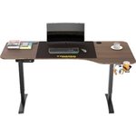 Twisted Minds T Shaped Electric Gaming Desk, Height Adjustable - Right, Headphone hook & Cup Holder, Carbon fiber texture table-top 80cm*2pcs | TM-T-9085-R