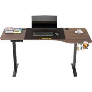 Twisted Minds T Shaped Electric Gaming Desk, Height Adjustable - Right, Headphone hook & Cup Holder, Carbon fiber texture table-top 80cm*2pcs | TM-T-9085-R