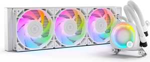 EK-Nucleus AIO CR360 Lux D-RGB Liquid CUP Cooler, 360mm Radiator, 120mm EK-Loop FPT Fans, 2300 RPM FanSpeed, 72 CFM Airflow, Rotatable Pump Top, ARGB Lighting, White | 3831109897850