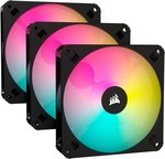 CORSAIR iCUE AR120 Digital RGB 120mm PWM Fan, up to 1850 PM Speed, Up to 59 CFM Airflow, Low Noise, High Performance, 3-pin ARGB Adapter, PWM Control, Black - Triple Pack | CO-9050167-WW