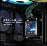 Lian-Li HydroShift LCD 360R AIO Liquid CPU Cooler, 360mm Radiator, 2.88" IPS Display, 3800 RPM Pump Speed, 2400 RPM Fan Speed, 79.9 CFM Airflow, FBD Bearing Type, Black | G89.GHSLCD36RB.00