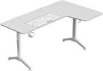 Gamax HY-R L-Shaped Gaming Table with Mousepad, Headphone Hook, Cup Holder, And Cable Management, 1.2mm Thick Steel, P2 Carbon Fiber Grain, 160x100x75cm Size, White | HY-R-WHT