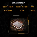 ASUS TUF GAMING A16 FA617NS-N3002W | RYZEN 7 7735HS, 16GB RAM, 512GB SSD, 16" WUXGA 165Hz, 8GB AMD Radeon RX7600S, Win11 Home, Eng-Arab Keyboard, Black