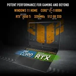 ASUS TUF GAMING FX506HE-HN018W | Core i7 11800H, 8GB RAM, 512GB SSD, 15.6" FHD 144Hz, 4GB NVIDIA RTX 3050TI, Win11 Home, Eng-Arab K/B, Black