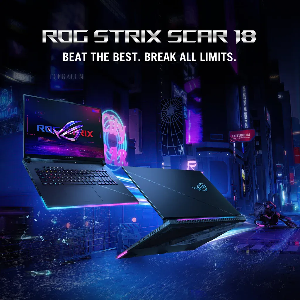 ASUS ROG STRIX SCAR 18 G834JY-N6083W | Core i9 13980HX, 64GB RAM, 4TB SSD, 18" WQXGA(2560x1600) 240Hz, 16GB NVIDIA RTX 4090, Win11 Home, Eng-Arb K/B, Black +Backpack
