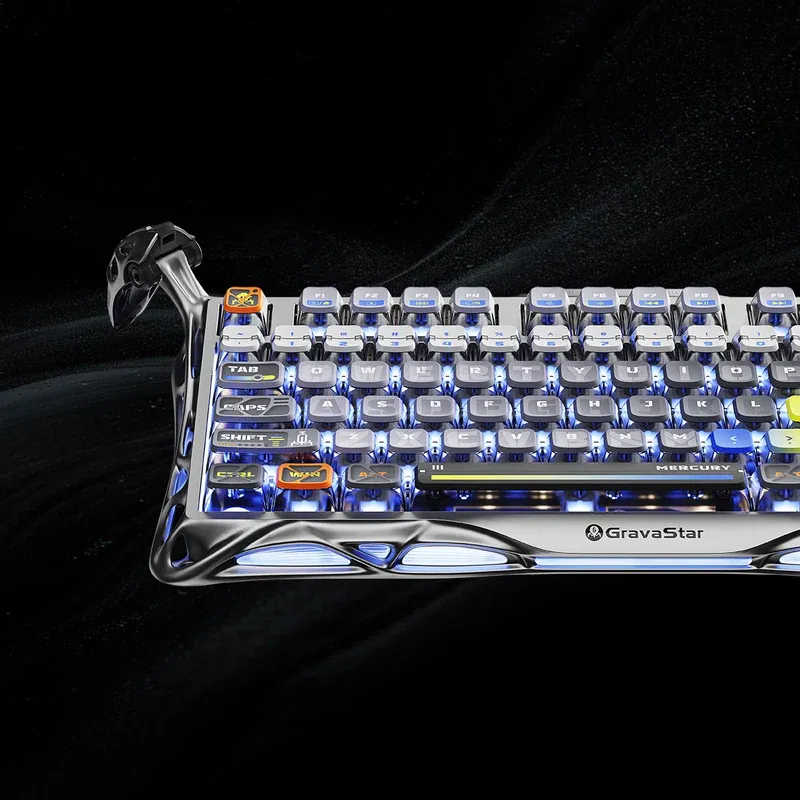 GravaStar Mercury K1 Pro Wireless Gaming Keyboard, Aluminum Alloy, 75% Layout Custom Keyboard, Designed for Durability & Unique Aesthetic (Interstellar Silver)