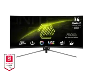 MSI MAG 345CQR - 9S6-3DD14H-006 | Curved Gaming Monitor, 34" UWQHD 180Hz, 1 ms, 1 x Display Port, 2 x HDMI, Black Color
