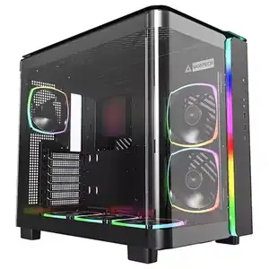 MONTECH, KING 95 PRO Dual-Chamber ATX Mid-Tower PC Gaming Case, High-Airflow, Toolless Panels, Sturdy Curved Tempered Glass Front, Six ARGB PWM Fan Pre-installed with Fan Hub, Black