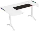 Twisted Minds WARRIOR L Shaped Gaming Desk RGB Left White - TM-Y-LW-RGB