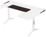 Twisted Minds WARRIOR L Shaped Gaming Desk RGB Right White - TM-Y-RW-RGB