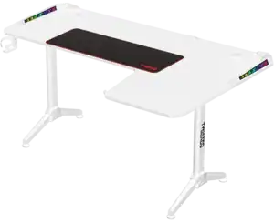 Twisted Minds WARRIOR L Shaped Gaming Desk RGB Right White - TM-Y-RW-RGB