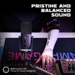 TAM8 AmpliGame XLR/USB Dynamic Microphone With BM88 LOW-PROFILE MICROPHONE ARM STAND for Podcast Recording, PC Computer Gaming with RGB Light, Mute Button, Headphones Jack