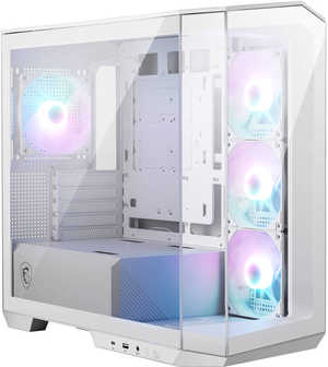 MSI MAG PANO M100R PZ Micro ATX Gaming Case, 270Â° Pano Temp Glass Panel, 4* aRGB Fans & Up to 360mm AIO, 1x 2.5"/3.5 Drive Bay, Support Back-Connect Motherboard, USB-/ USB-A, White | 306-7G24W21-809