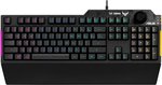 ASUS TUF K1 Membrane Gaming Keyboard for PC, Onboard Memory, Dedicated Volume Knob, Aura Sync RGB & Side Lighting, Detachable Wrist Rest, Spill-Resistant, ENG-ARB Layout, Black | 90MP01X0-BKCA00